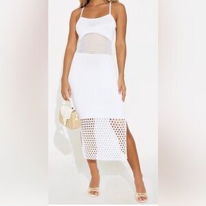 White Mesh Midi Skirt